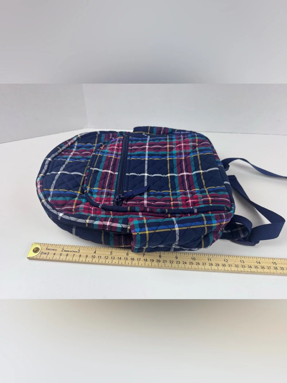 NWT Vera Bradley Navy Tartan Plaid Quilted Small Backpack